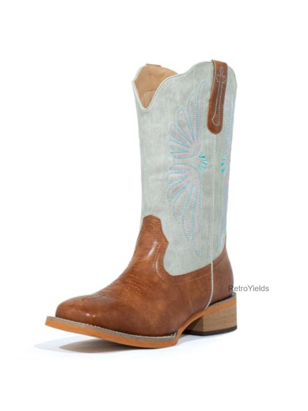 Faux Leather Square Toe Western Cowboy Boots